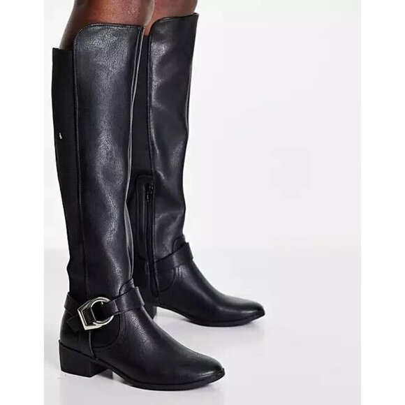 Call It Spring Shoes - Call it Spring Women's black over the knee buckle boot sz 7